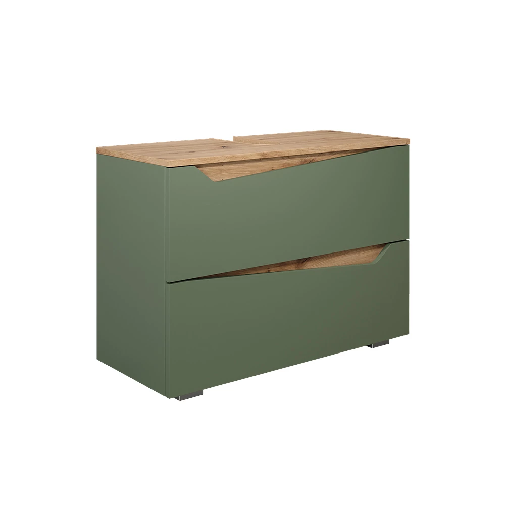 Waschbeckenunterschrank Marelle Grün/Artisan 80 x 57.5 cm mit 2 Schubladen Vicco