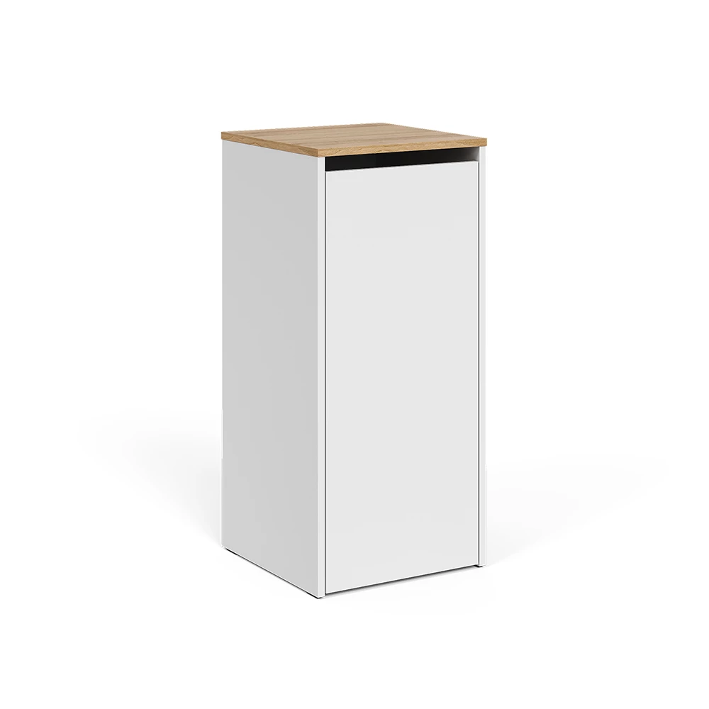 Badschrank Viktor Weiß/Artisan 40.2 x 88.2 cm mit Wäschkorb Vicco