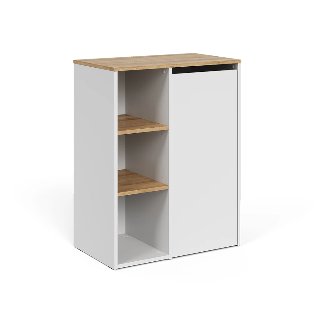Badschrank Viktor Weiß/Artisan 68 x 88.2 cm mit offenen Regalen und Wäschekorb Vicco