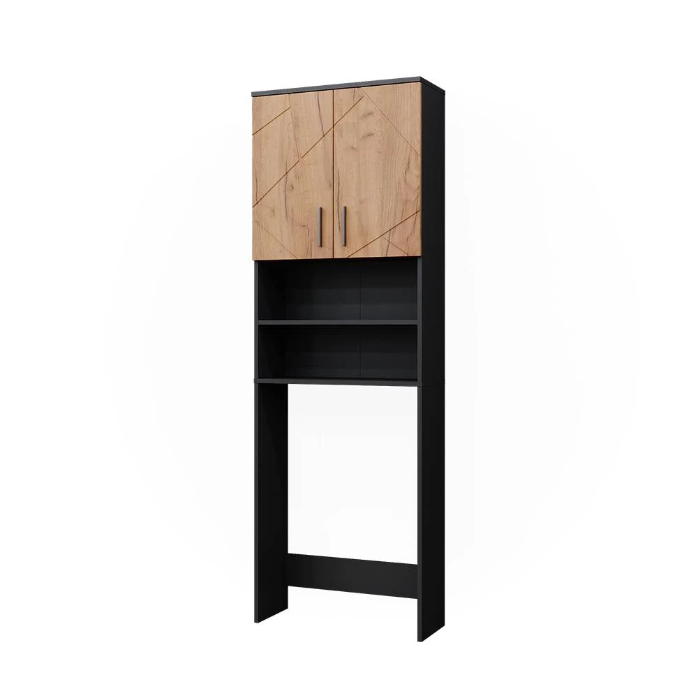 Waschmaschinenschrank Irma Goldkraft Eiche/Anthrazit 64 x 190.5 cm Vicco