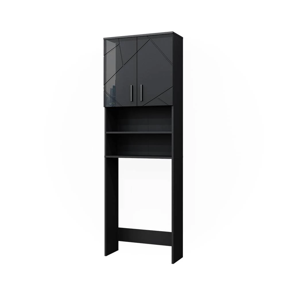 Waschmaschinenschrank Irma Anthrazit Hochglanz 64 x 190.5 cm Vicco