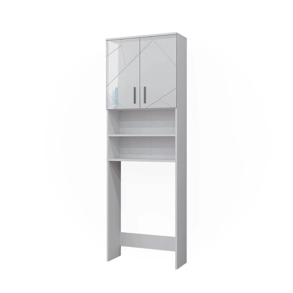 Waschmaschinenschrank Irma Weiß Hochglanz 64 x 190.5 cm Vicco