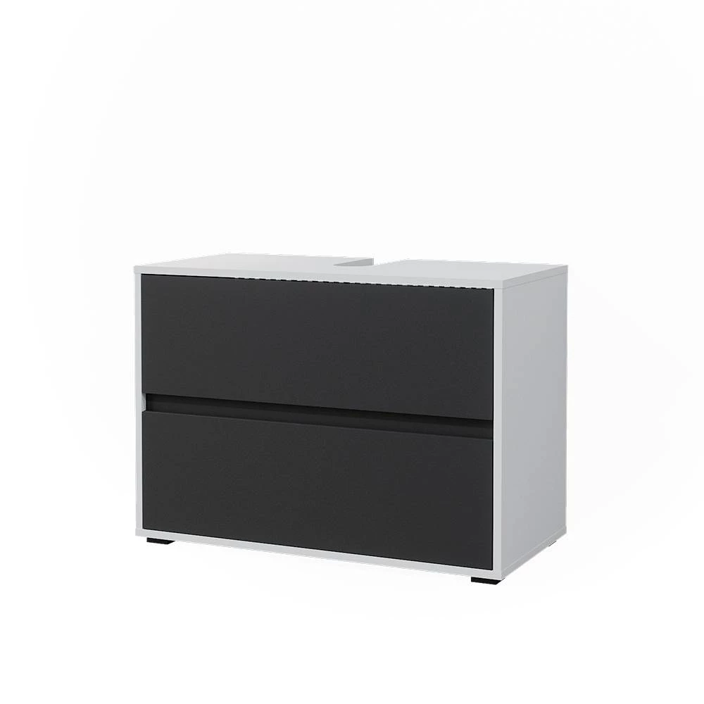 Waschbeckenunterschrank Maltin Weiß/Anthrazit 80.2 x 58.2 cm mit zwei großen Schublade Vicco