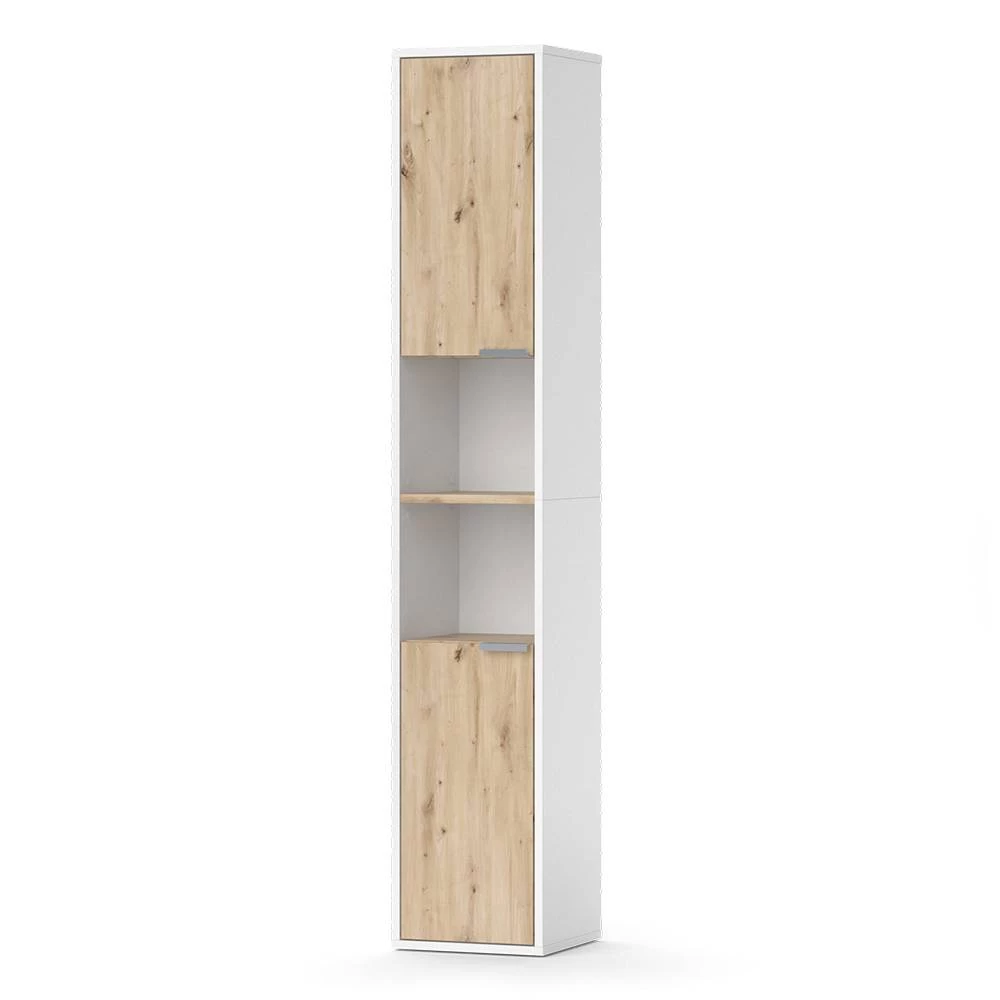 Badschrank Henri Weiß 30 x 165 cm mit Türen, und offenen Fächern Vicco