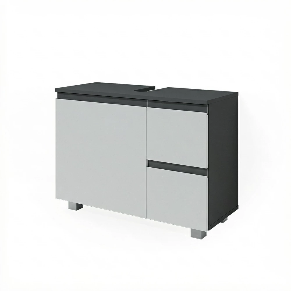 Waschbeckenunterschrank J-Shape Anthrazit/Weiß 80 x 60.8 cm Vicco