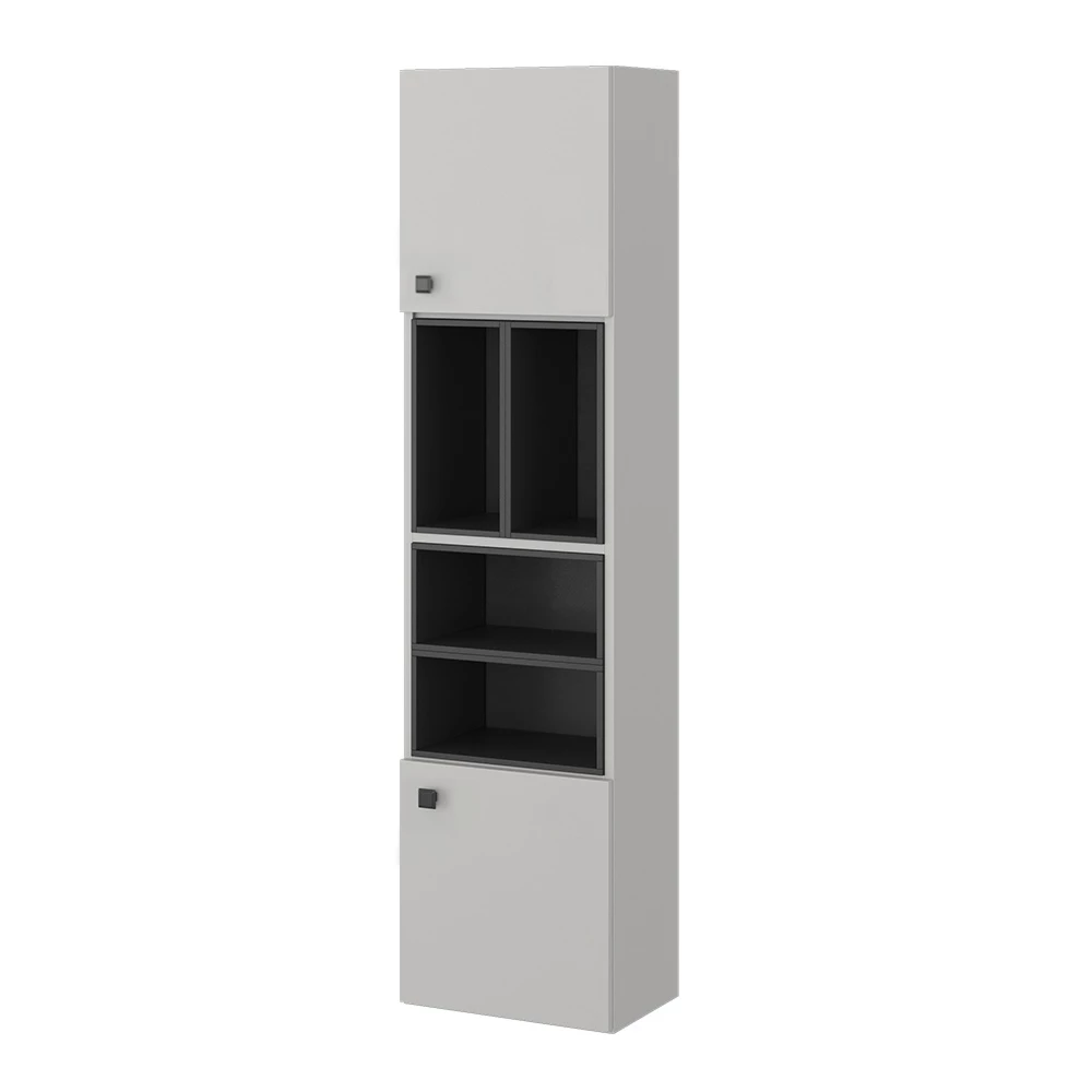 Badschrank Gerta Grau 37.5 x 150 cm mit Tür und offenen Fächern Vicco