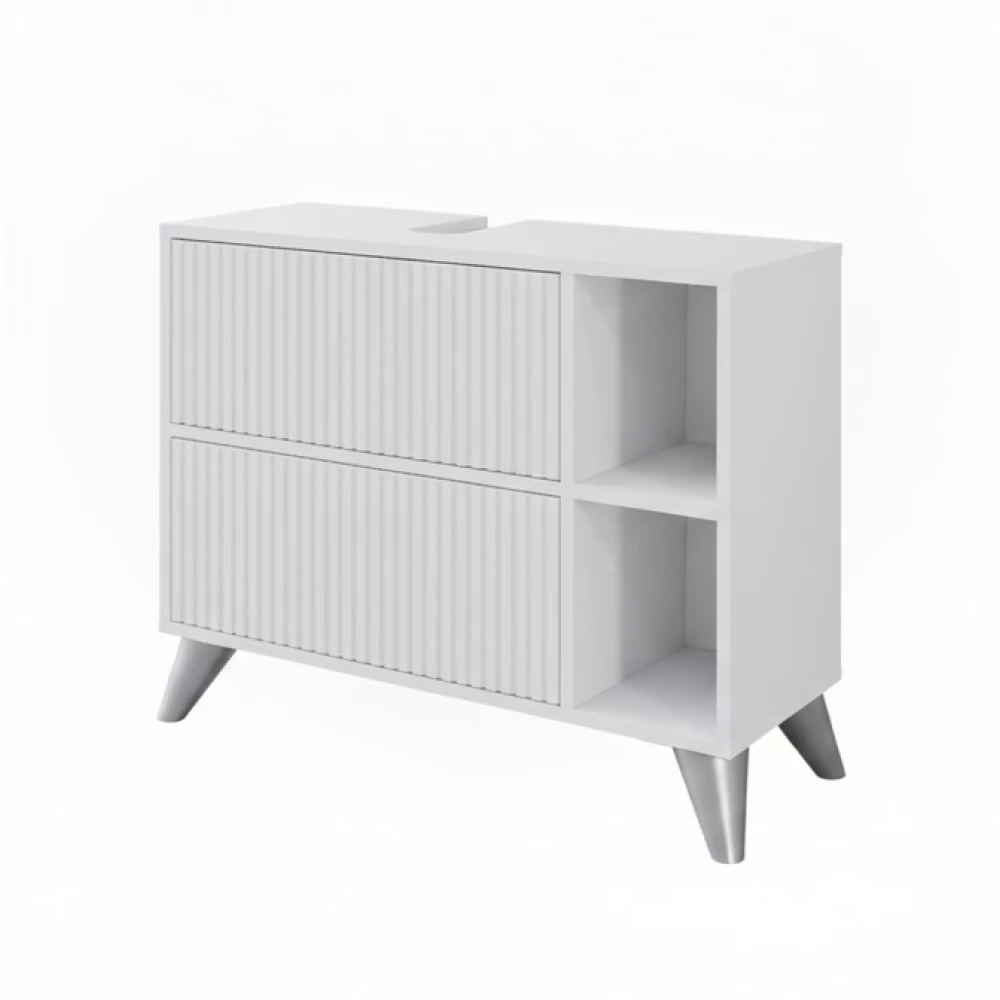 Waschbeckenunterschrank Leano Weiß 80 x 62 cm mit 2 Schubladen Vicco