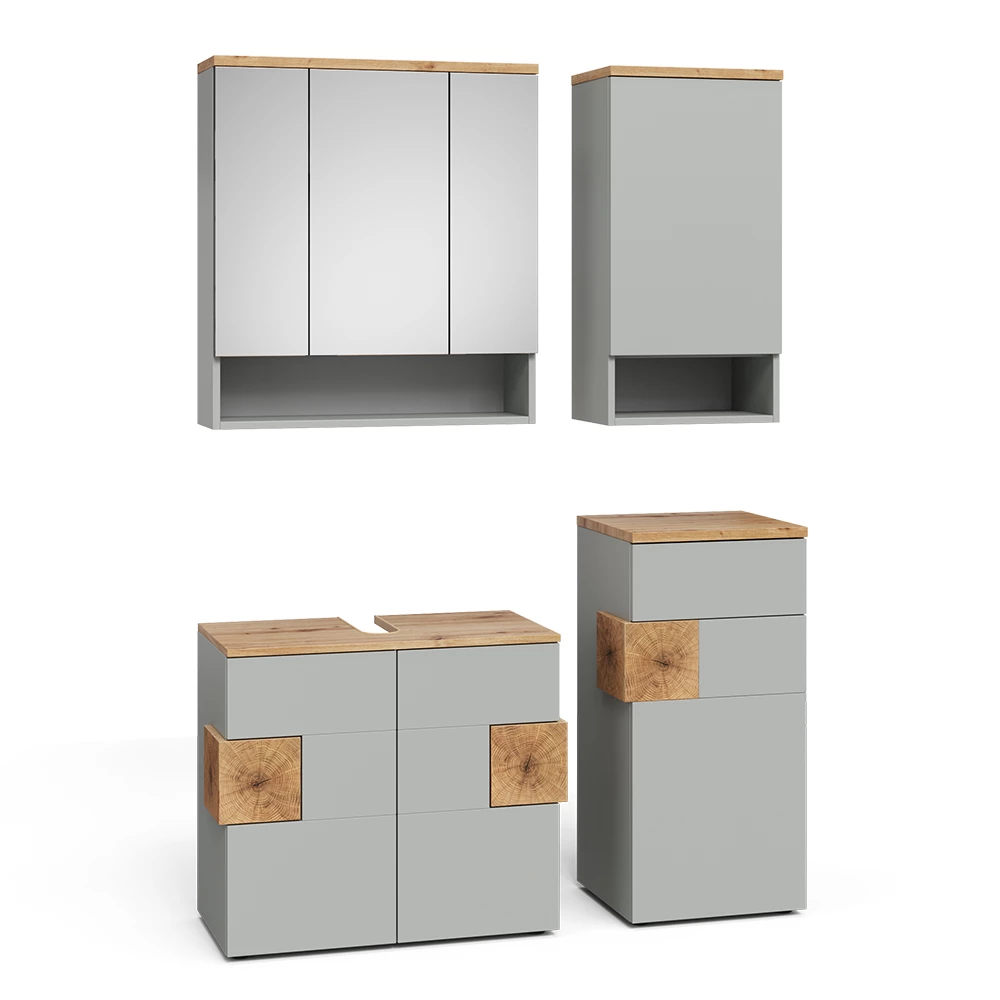 Badmöbel-Set Eden Grau/Artisan 4 Teile Vicco