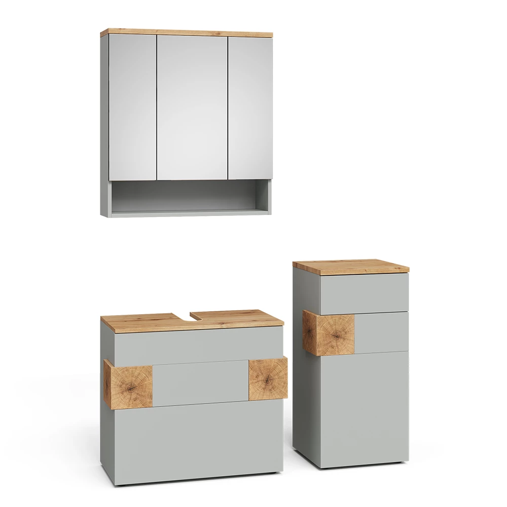 Badmöbel-Set Eden Grau/Artisan 3 Teile Vicco