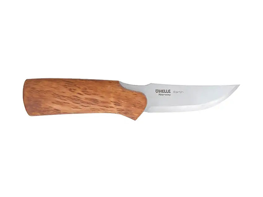 Helle Messer Earth, Dreilagenstahl, Birkenholz-Griff, 10 cm