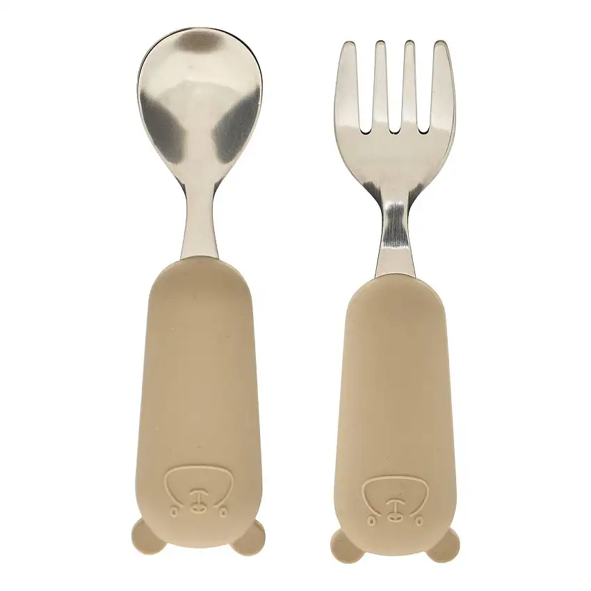 Kinderbesteck-Set "Yum" 2 Stück, Beige