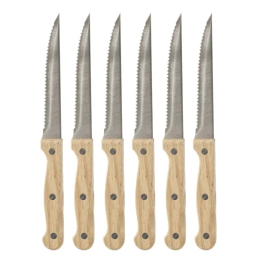 6er-Set Steakmesser "Holz" Beige