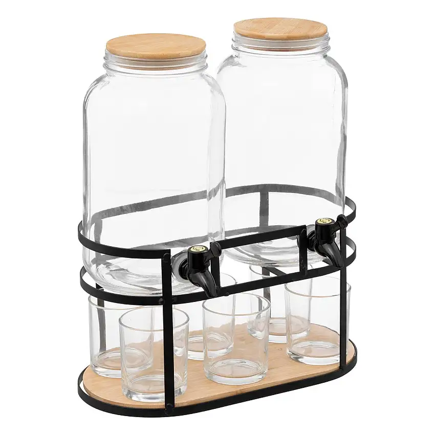 Doppelter Spender mit 6 Gläsern „Duo“ 3,3L, Transparent