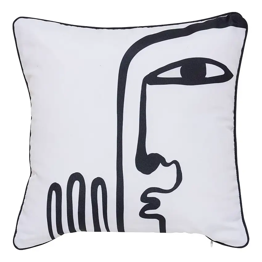 "Nolan" Outdoor-Kissenbezug 40 x 40 cm, Polyester, Weiß und Schwarz