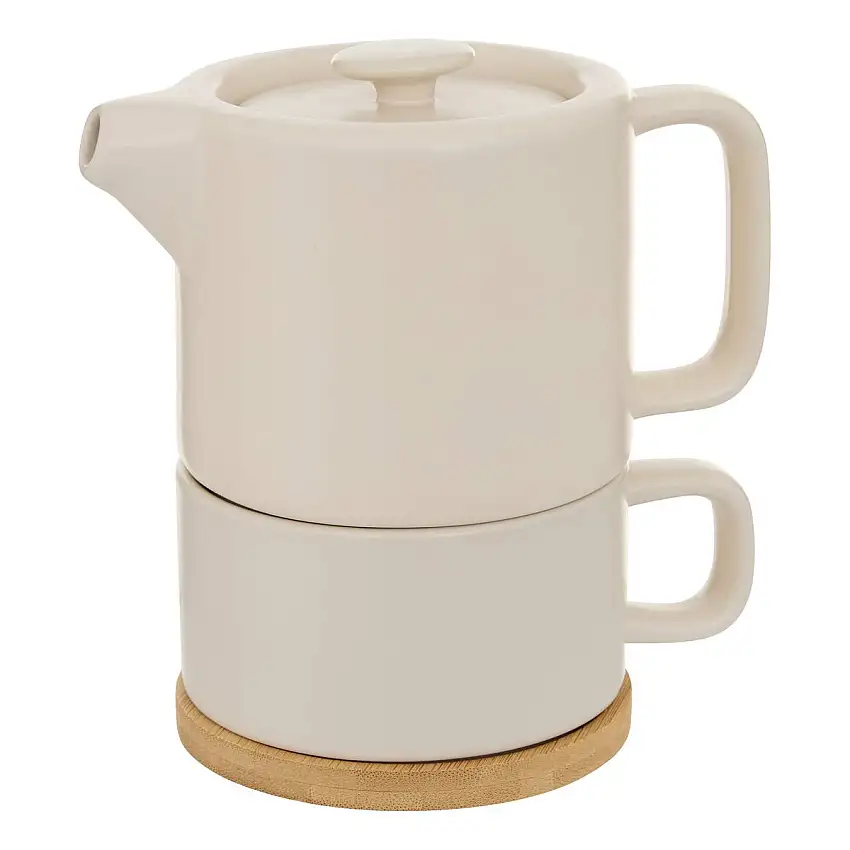 Teekanne "Nature" 700 ml, Steinzeug (Keramik), Creme