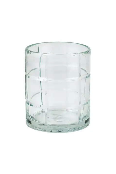 Transparentes Windlicht mit Schliff mittel
