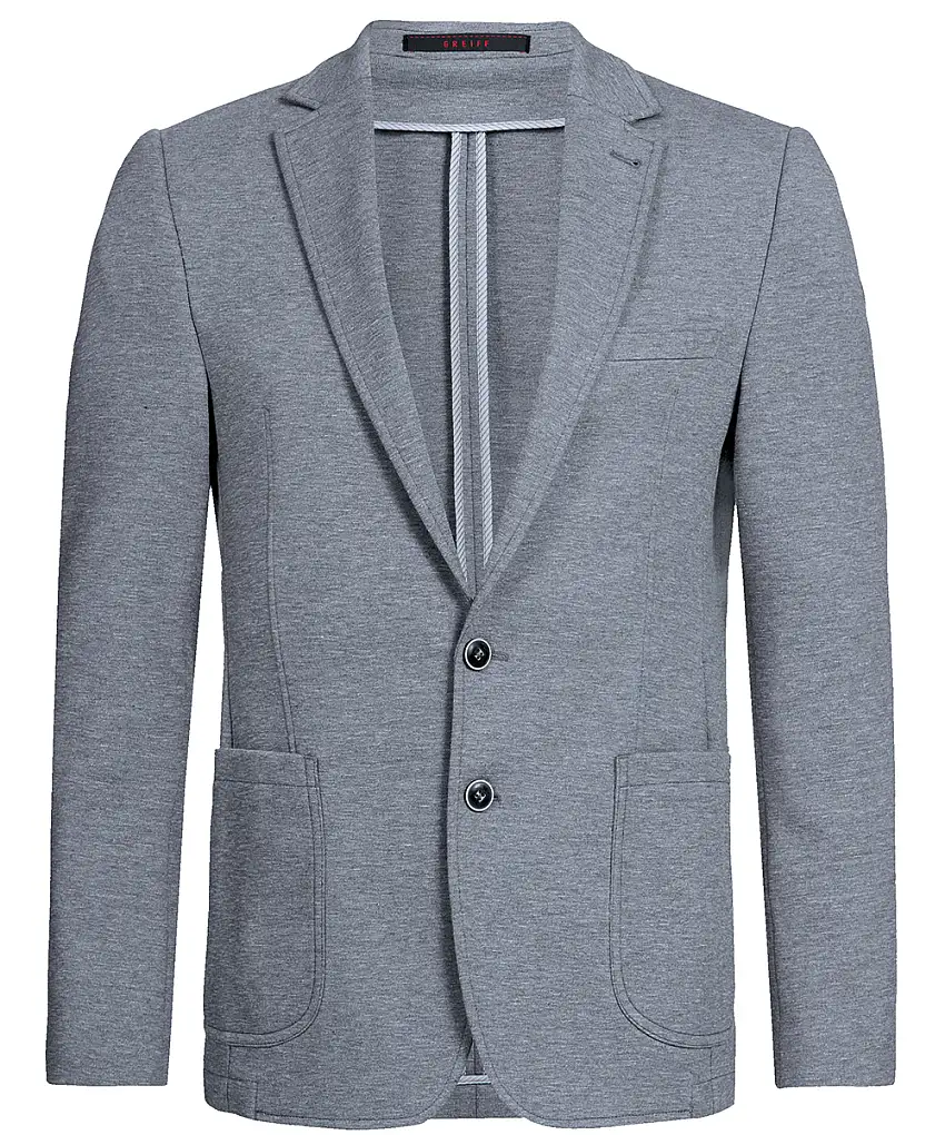 Greiff Herren-Jerseysakko grau meliert Casual Regular Fit