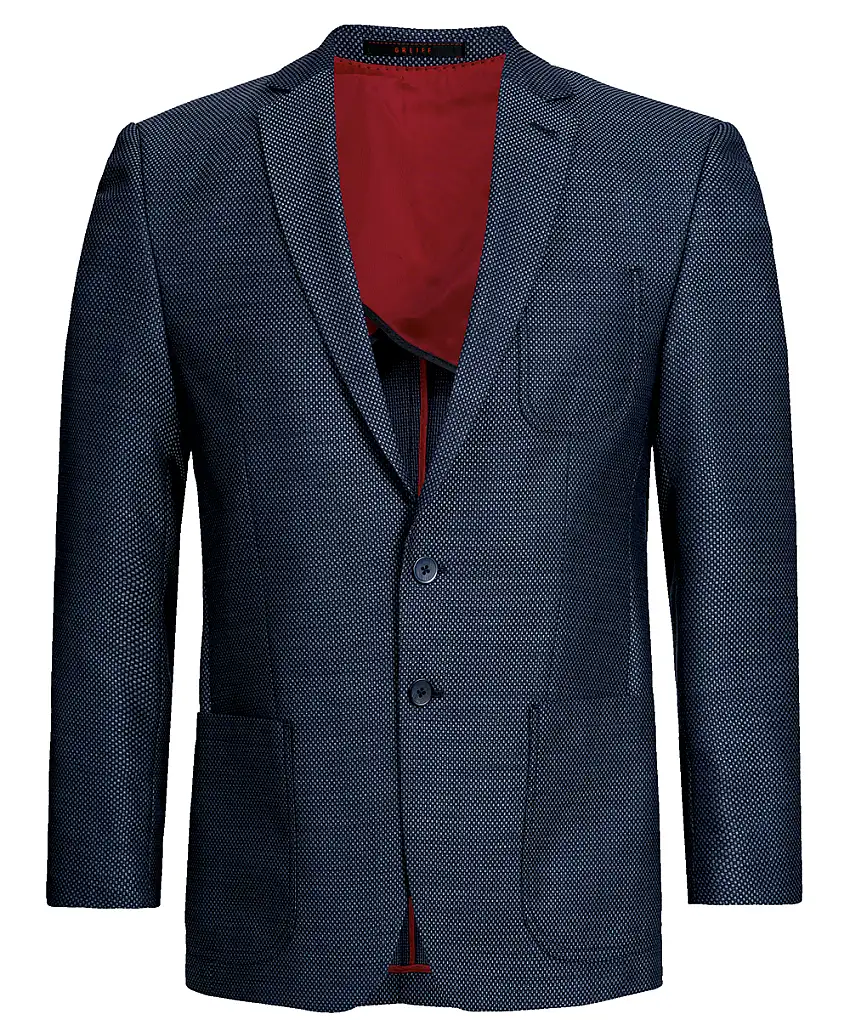 Greiff Herren-Sakko blau strukturiert Casual Regular Fit