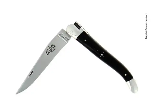 Couteau pliant 11 cm en corne foncée, mitres inox finition brillante
