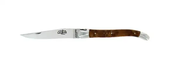 Couteau pliant ciselé main brillant 11cm en thuya