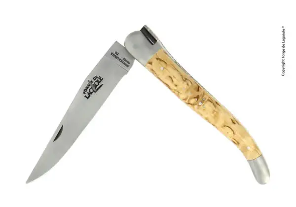 Couteau Laguiole 12 cm en bouleau, mitres inox finition satinée