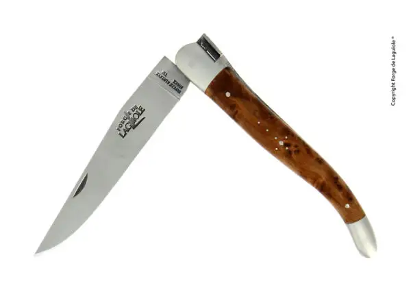 Couteau Laguiole 12 cm en thuya, mitres inox finition satinée