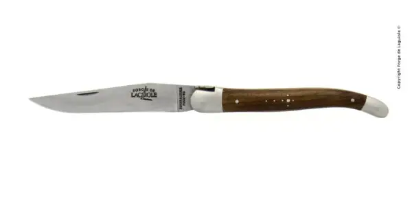 Couteau pliant de Laguiole ressort guilloché "Boraldes" manche en noyer finition satinée
