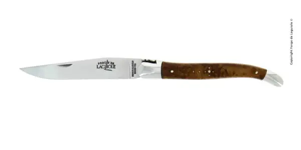 Couteau pliant de Laguiole ressort guilloché "Boraldes" manche en thuya finition brillante