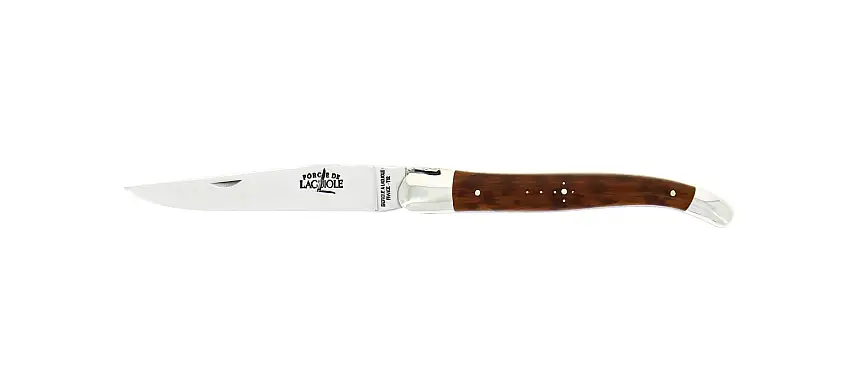 Couteau Laguiole pliant ciselé main en amourette finition brillante