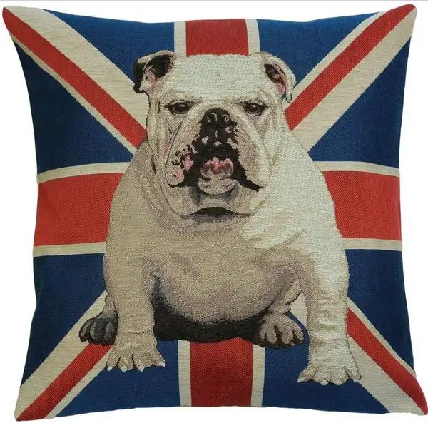 Belgian Tapestries Kissenhülle 45 X 45 cm Bulldog and Union Jack , Gobelinkissen