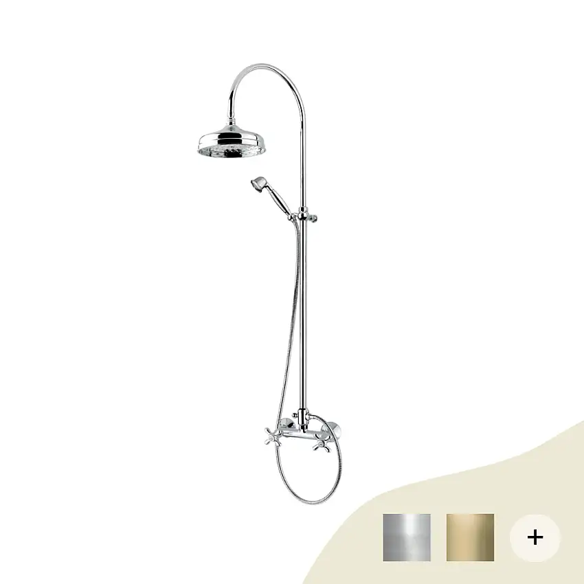 Duscharmatur Old mit Handbrause und Regendusche