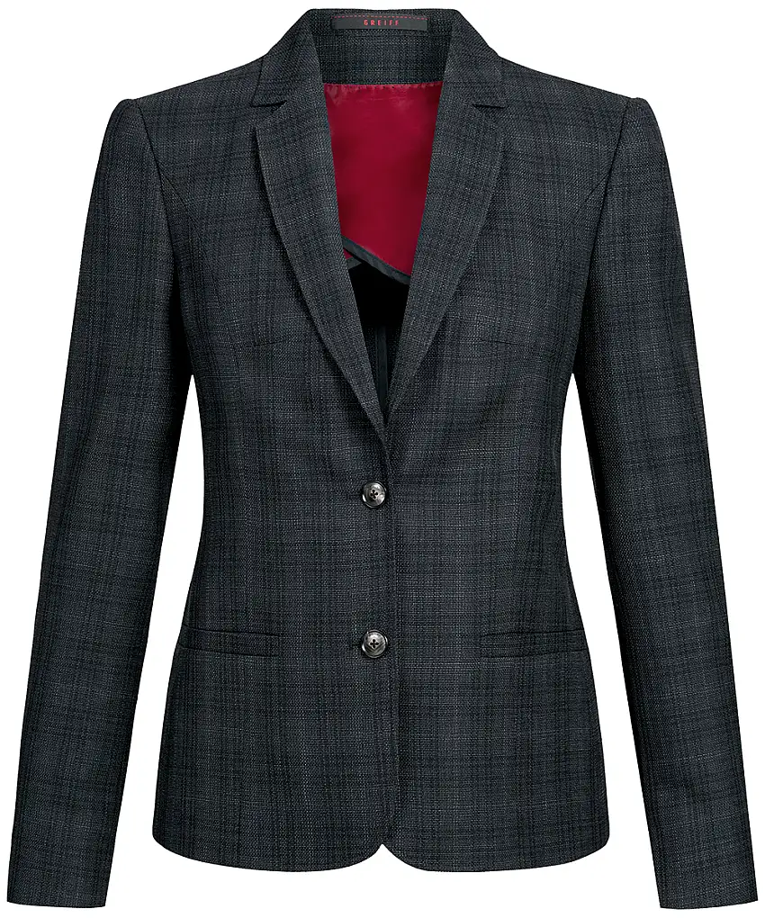 Greiff Damen-Blazer schwarz kariert Casual Regular Fit