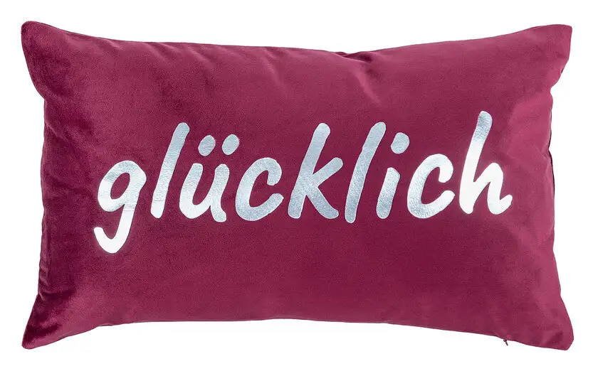 Dekokissen "glücklich" 30 x 50 cm bordeaux
