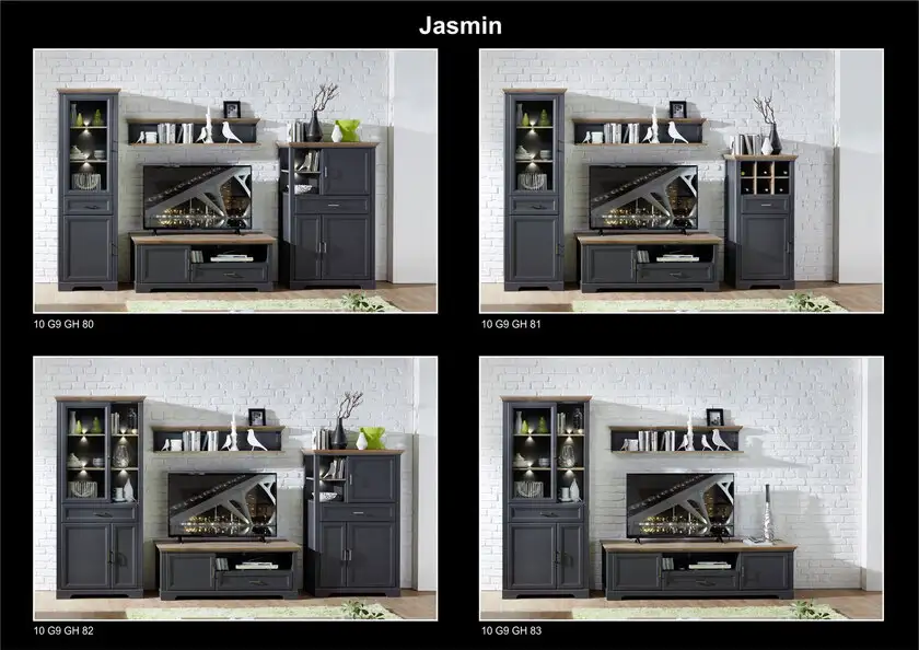 Vitrine Jasmin Graphit/Artisan Eiche-Optik 93x204x42 cm