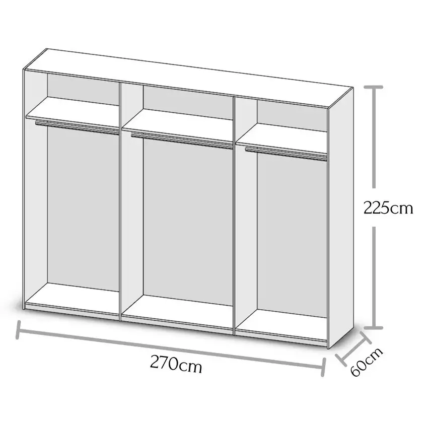Kleiderschrank Forest Wildeiche Nachbildung/Basaltgrau Nachbildung ca. 270 x 225 x 60 cm