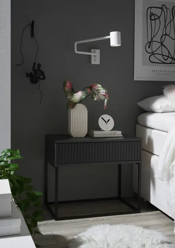 Nachtkommode Casia 2 grau/ schwarz