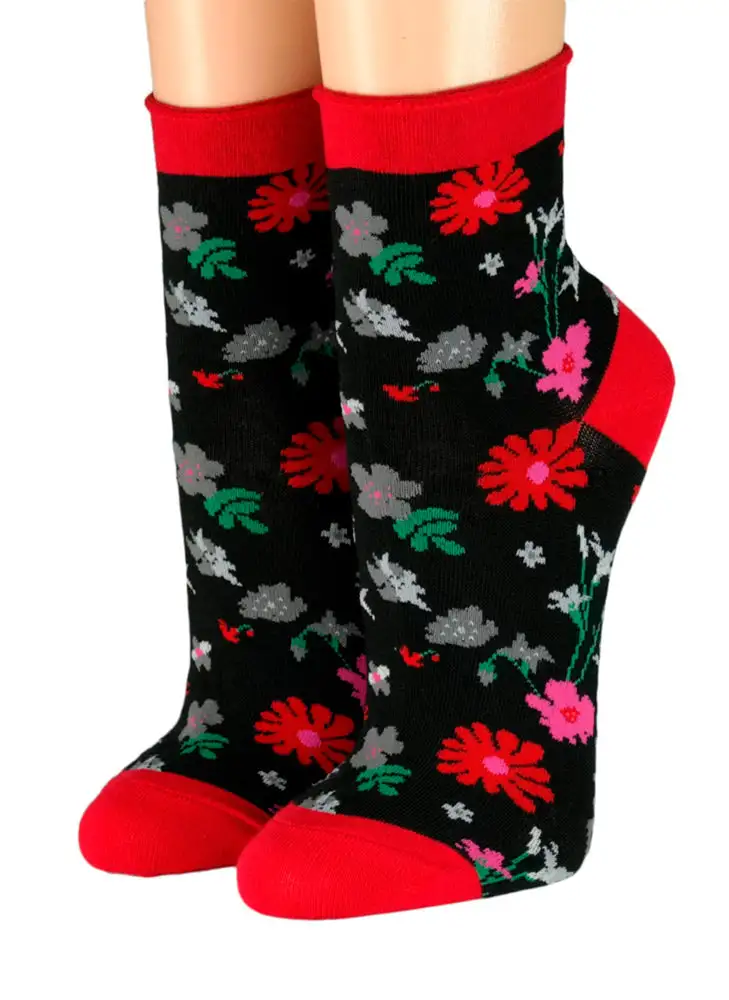 CRÖNERT Kurzsocken mit Rollrand Marielenas Wiesenblumen 35-38