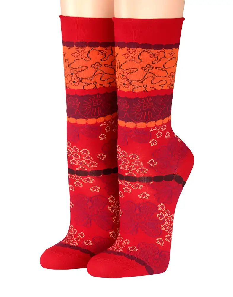 CRÖNERT Longsocks, Söckchen mit Rollrand Design Mathildas Blüten 18220