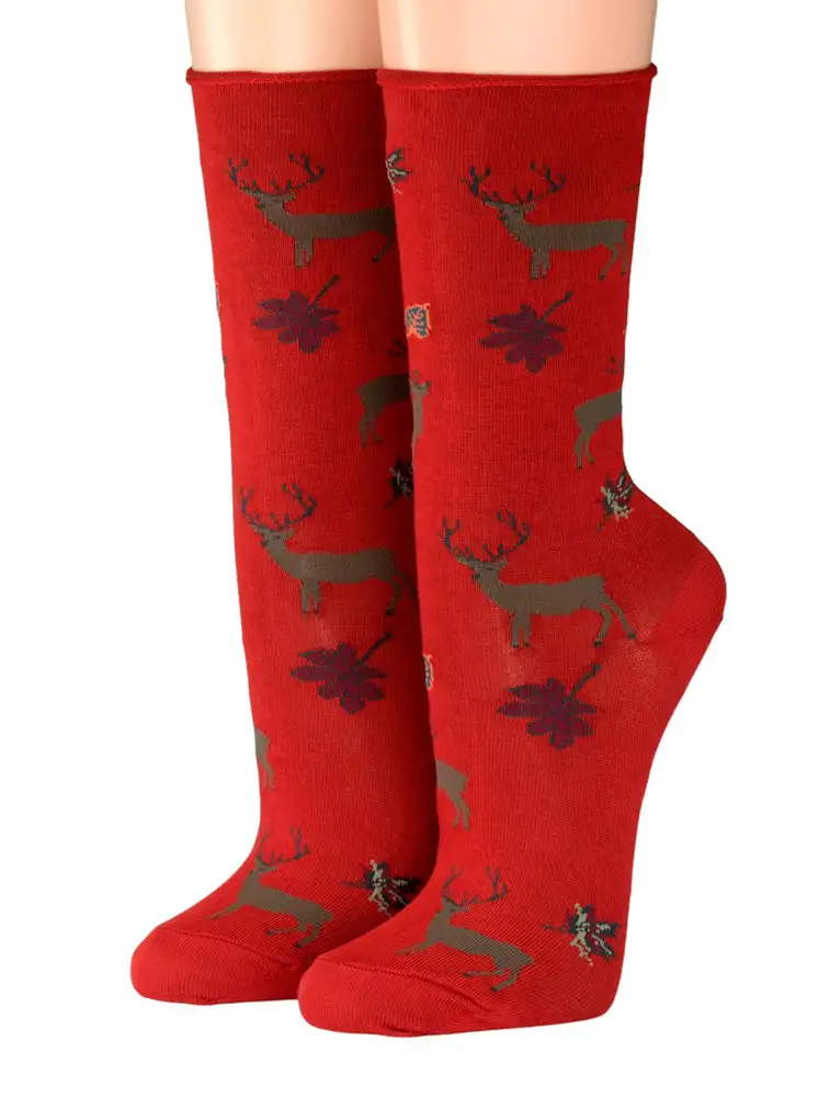 CRÖNERT Longsocks, Söckchen mit Rollrand Design Hirsch 39-42