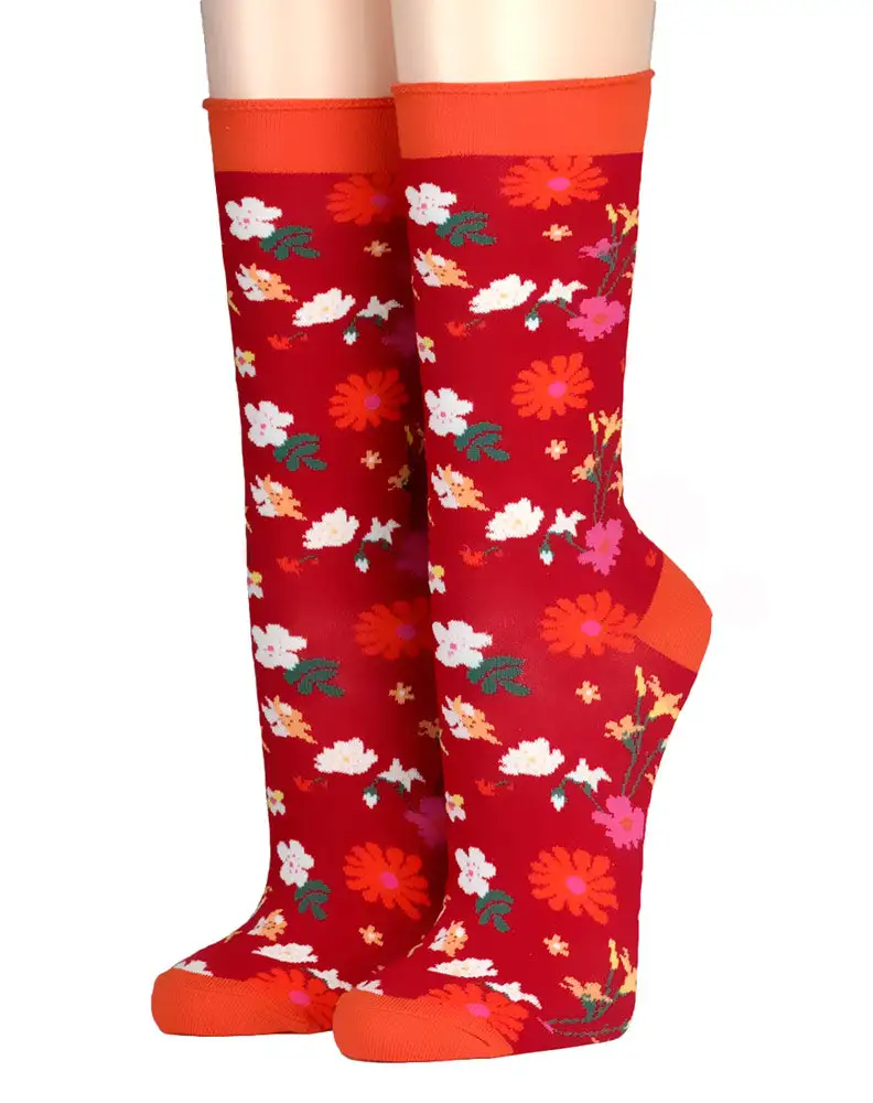 CRÖNERT Longsocks mit Rollrand Marielenas Wiesenblumen