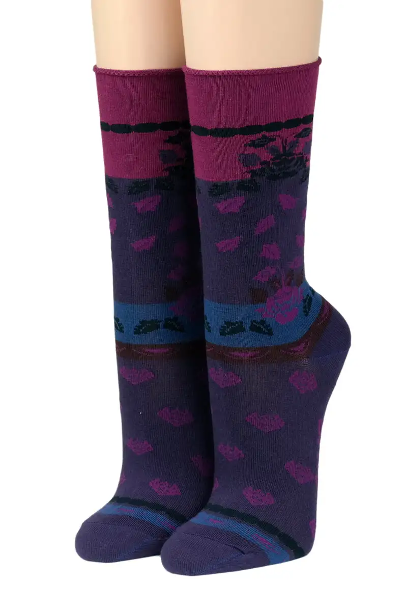 CRÖNERT Socken mit Rollrand Annabelle violett 35-38