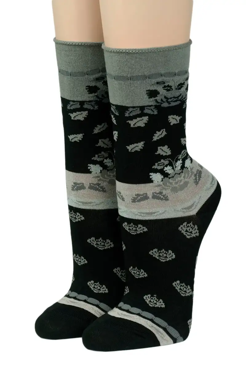 CRÖNERT Socken mit Rollrand Annabelle schwarz Gr. 35-38