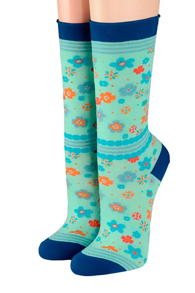 CRÖNERT Socken mit Rollrand kleine Streublumen 35-38