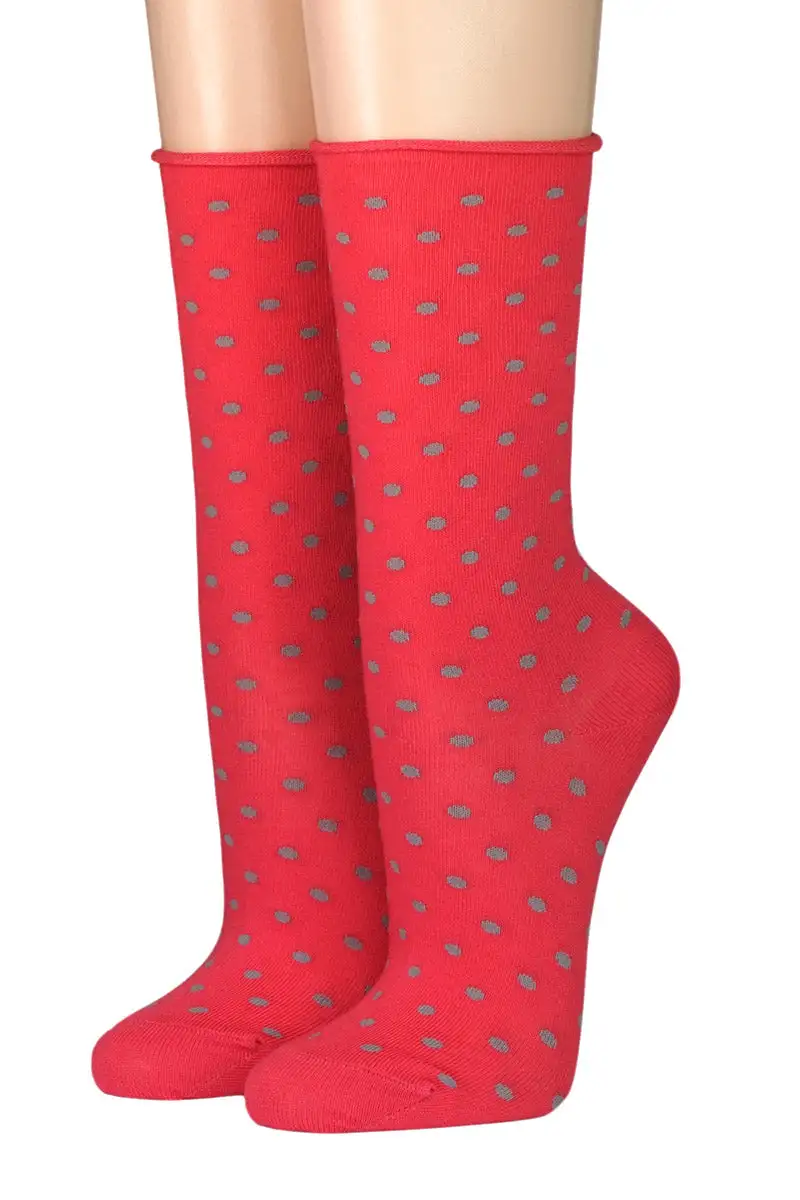Crönert Socken mit Rollsaum Design Dots pink