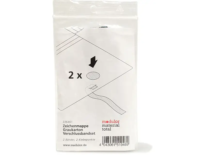Zeichenmappe Graukarton, Verschlussbandset