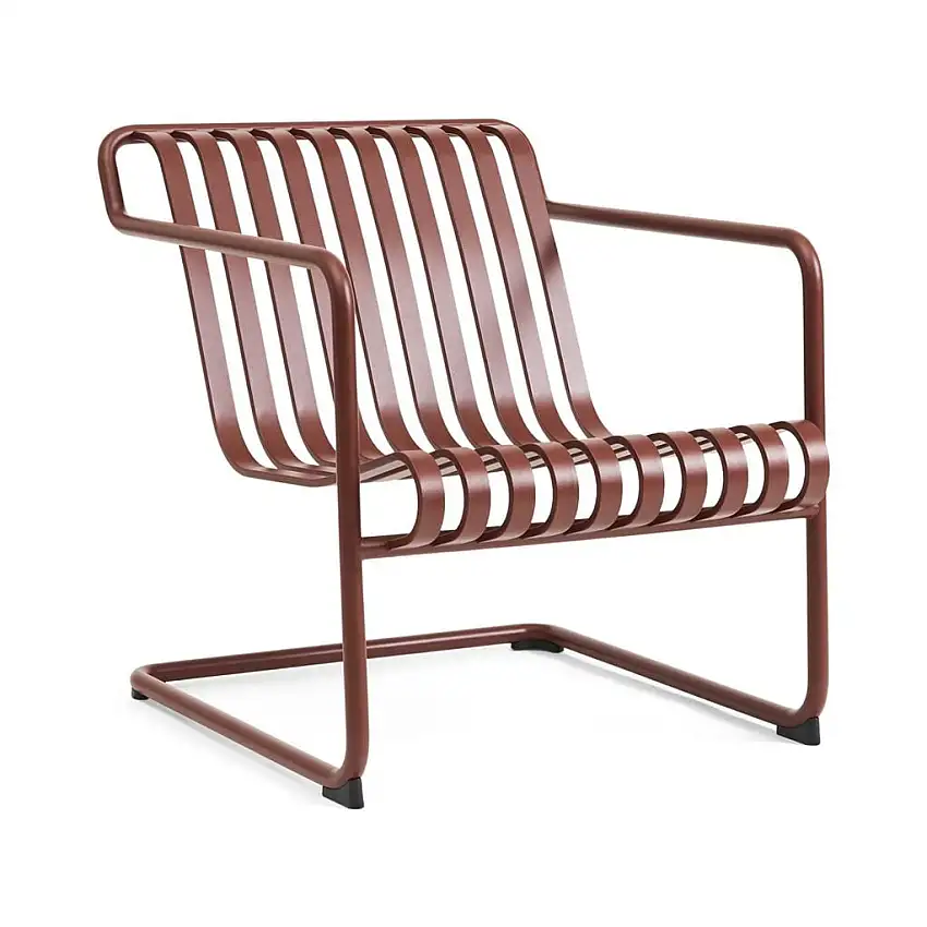 HAY Palissade Freischwinger-Loungesessel, niedrig, Höhe: 71 cm – Eisenrot