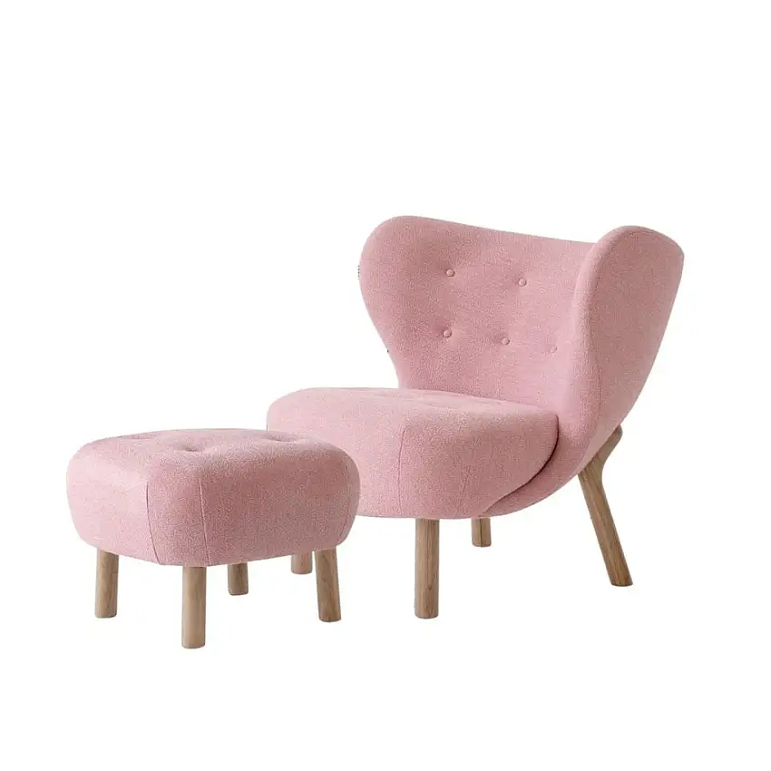 &Tradition Little Petra VB1 Lounge-Sessel & ATD1 Pouf - Geölte Eiche/Ecriture 640