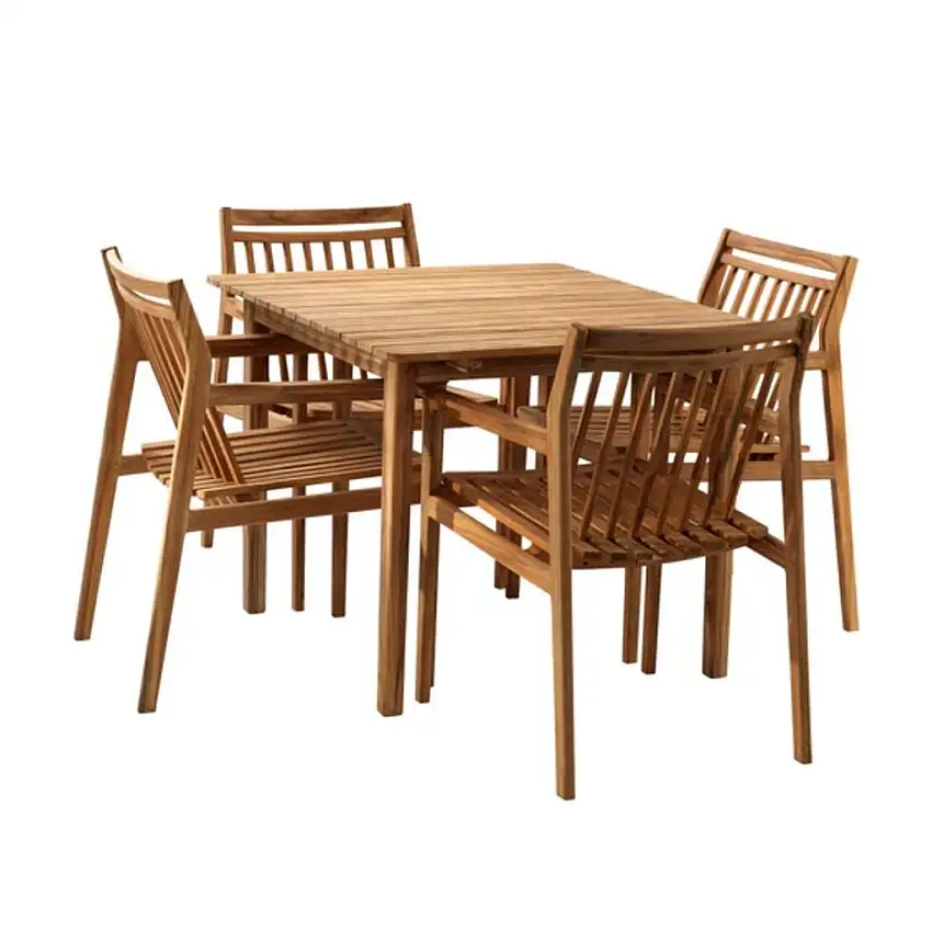 FDB Furniture Together Kleines Gartenmöbelset M3 Tisch + 4 Stühle M1 - Teak