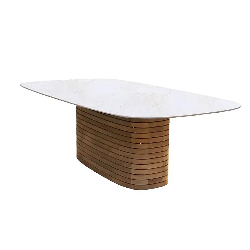 Cane-line Outdoor Mellow Spisebord Ovalt Medium - Teak/Travertin