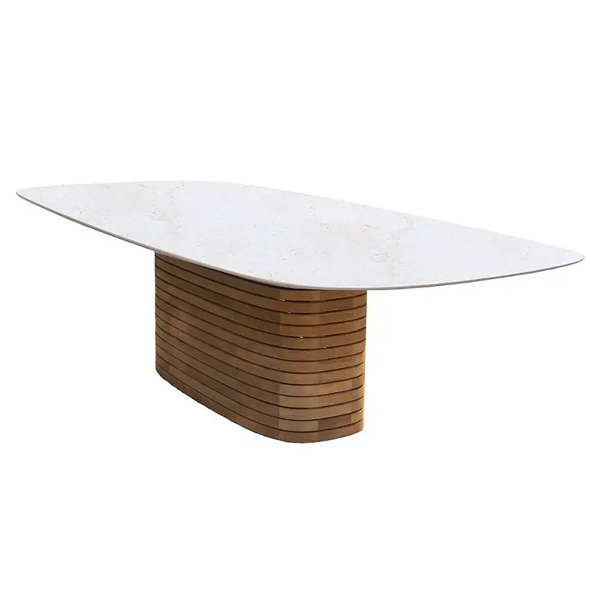 Cane-line Outdoor Mellow Spisebord Ovalt Large - Teak/Travertin